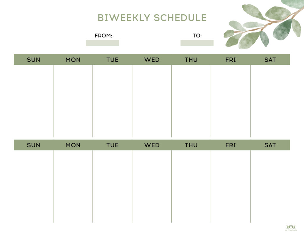 Work Schedule Template For Excel Printable Weekly And Biweekly 