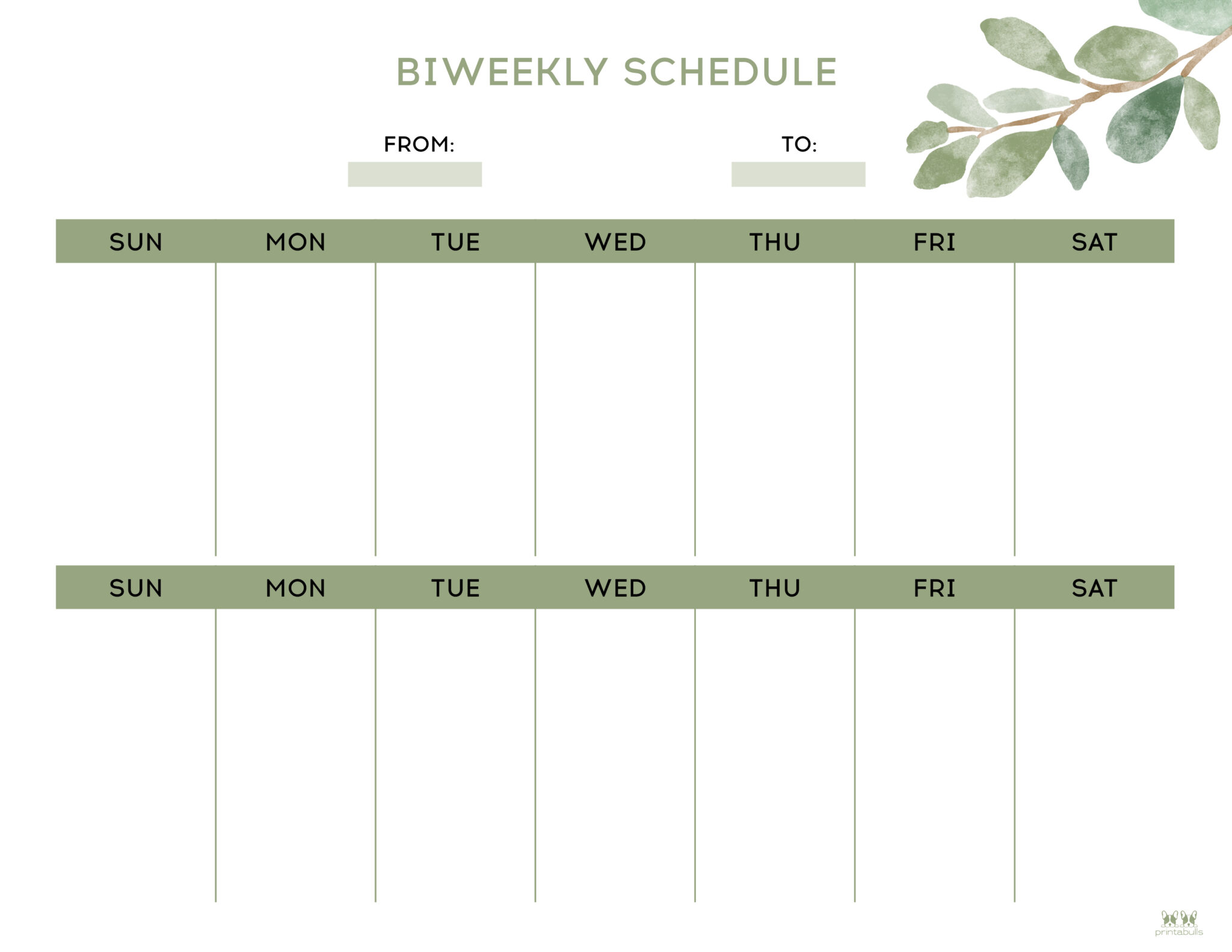 Two Week Planners Free Printables Printabulls