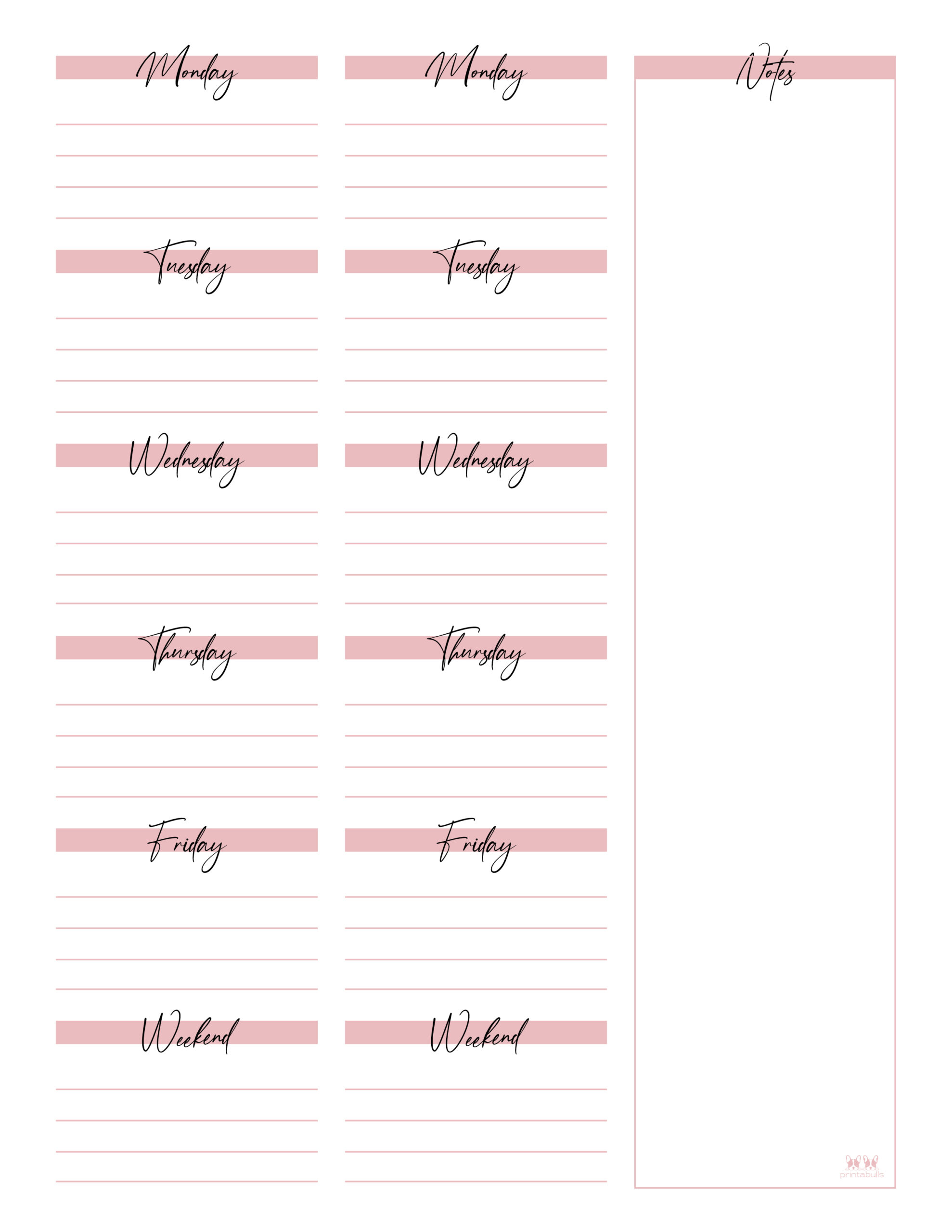 Two Week Planners Free Printables Printabulls