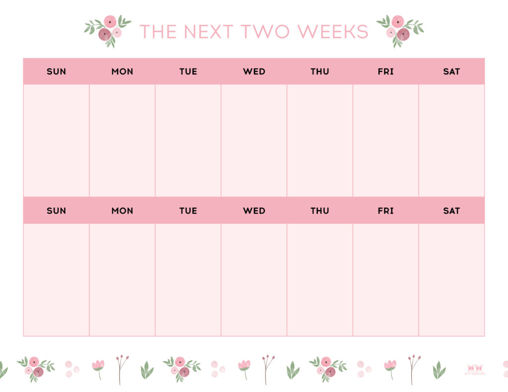 2 Week Calendar Templates At Allbusinesstemplates Com Free Weekly 