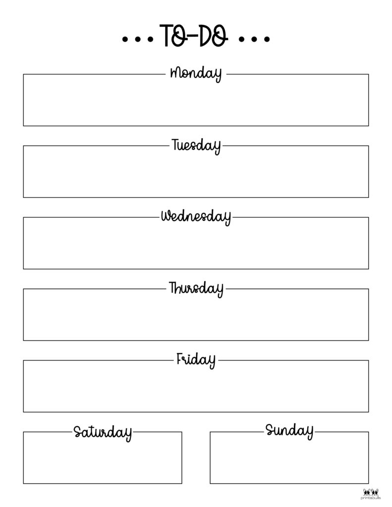 Weekly To Do List Printables - 15 Free Lists