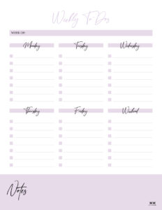 Weekly To Do List Printables - 15 Free Lists - PrintaBulk