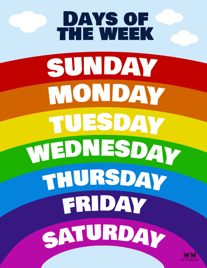 days of the week printables for preschoolers