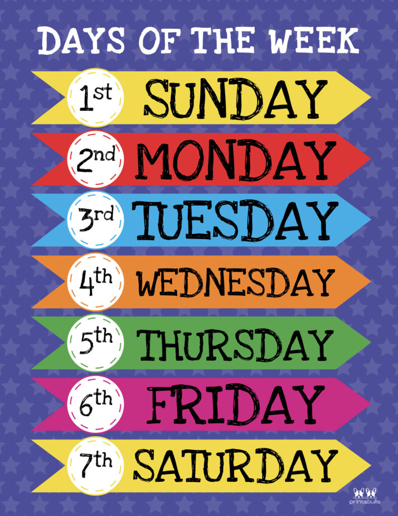 Days Of The Week For Preschoolers Printables Printable Form Templates And Letter