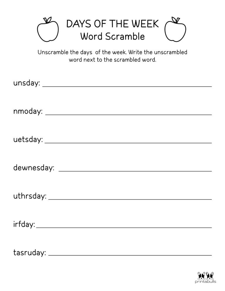 Days Of The Week Worksheets Printables 50 Free Pages Printabulls Days Of The Week Worksheets Printables 50 Free Pages Printabulls