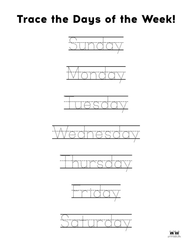 Days of the Week Worksheets & Printables - 50 Free Pages | Printabulls
