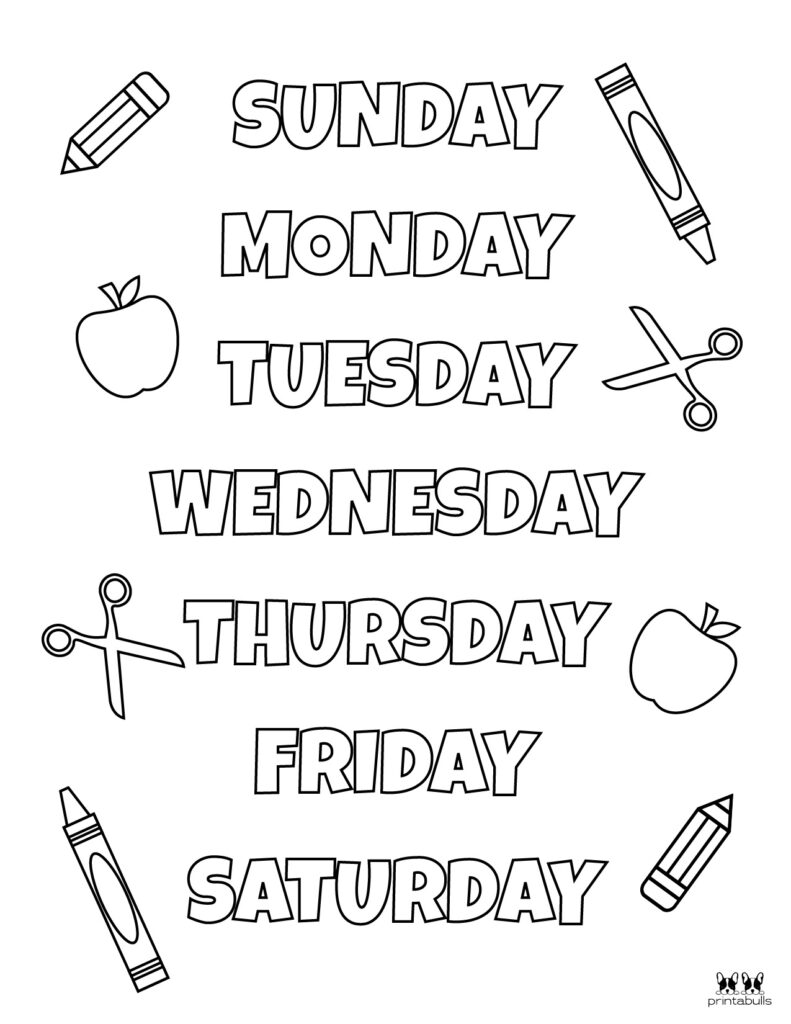 Days Of The Week Printable