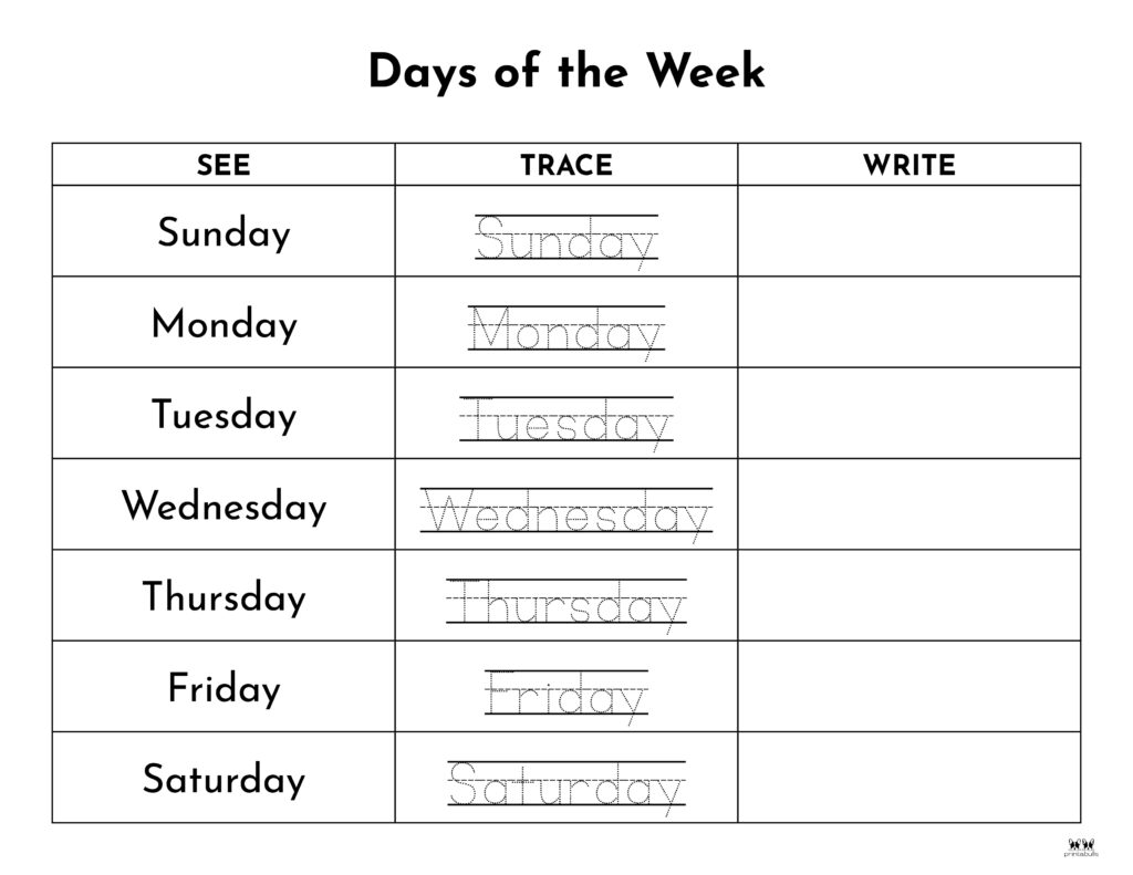 Days of the Week Worksheet-Page 18