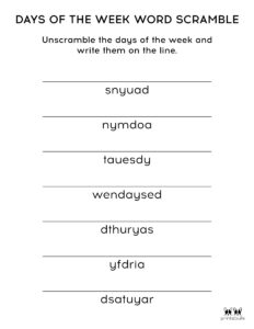 Days of the Week Worksheets &amp; Printables - 50 Free Pages | Printabulls