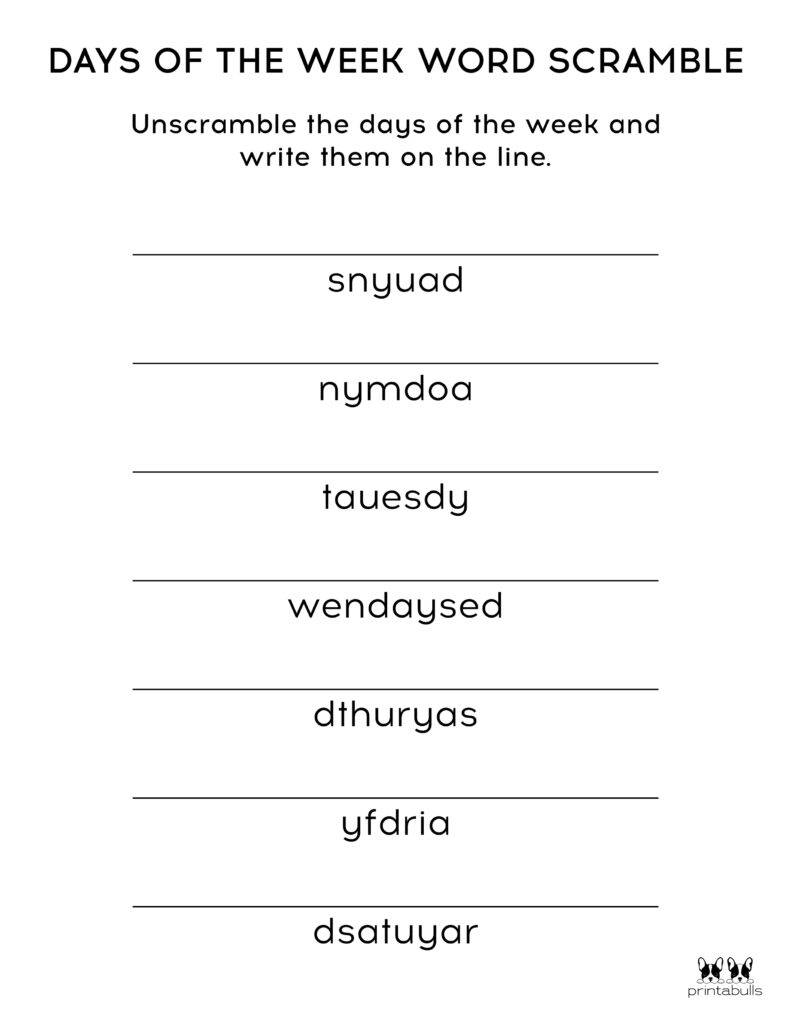 days of the week worksheets printables 50 free pages printabulls