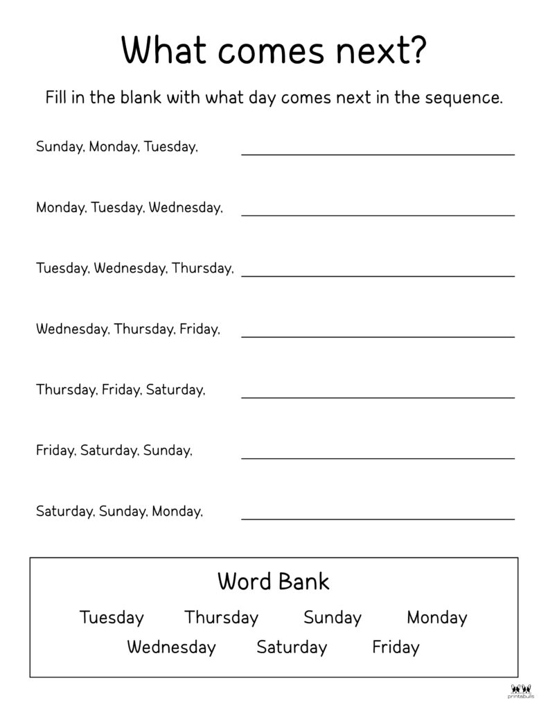 Days of the Week Worksheet-Page 29