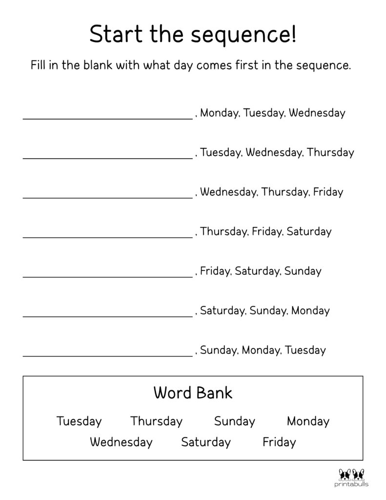 Days of the Week Worksheet-Page 30