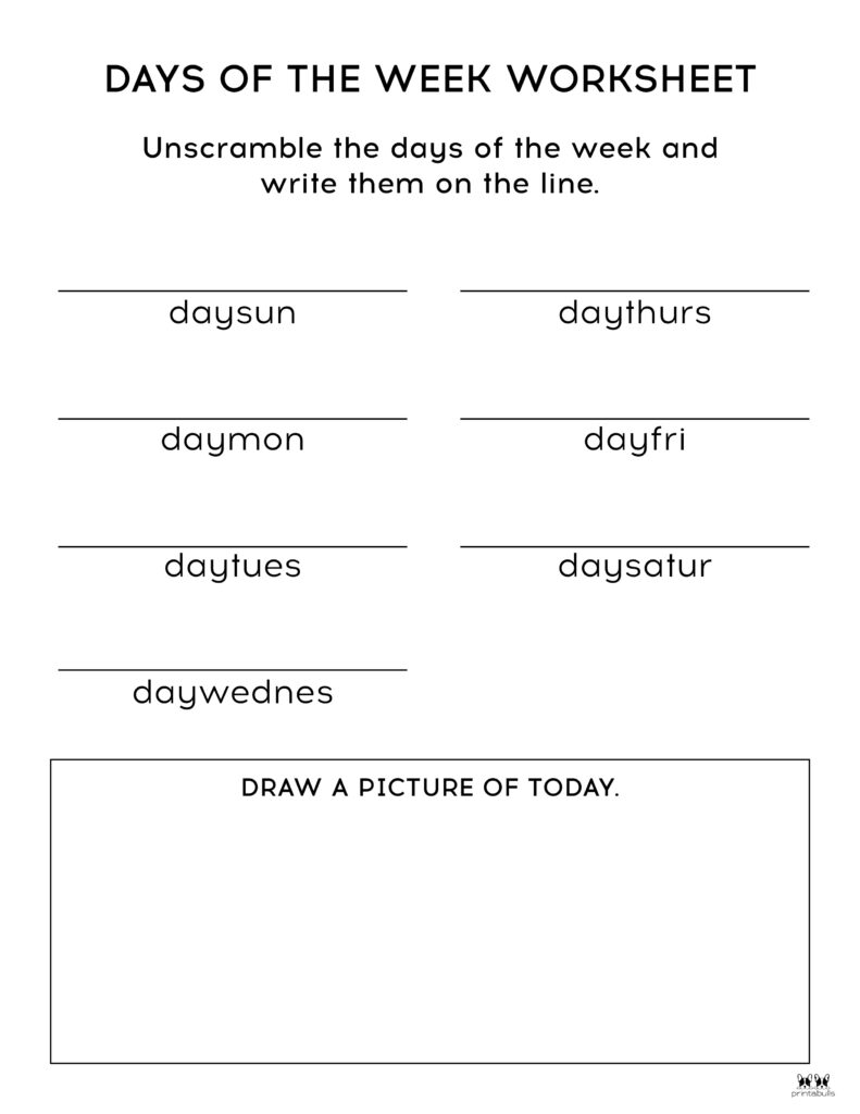 Days of the Week Worksheet-Page 4