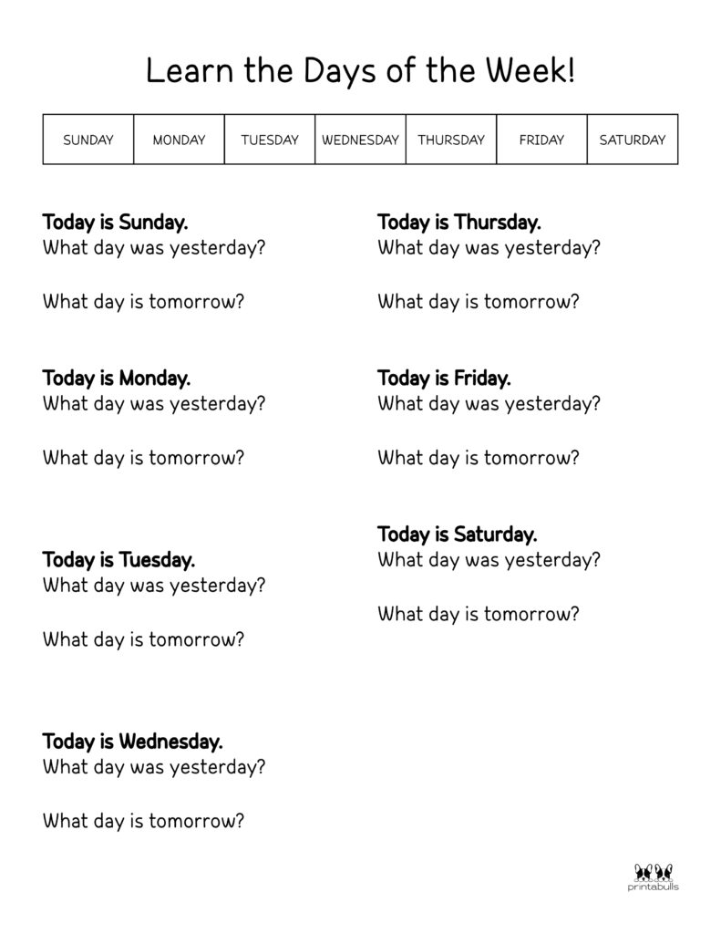 Days of the Week Worksheet-Page 8