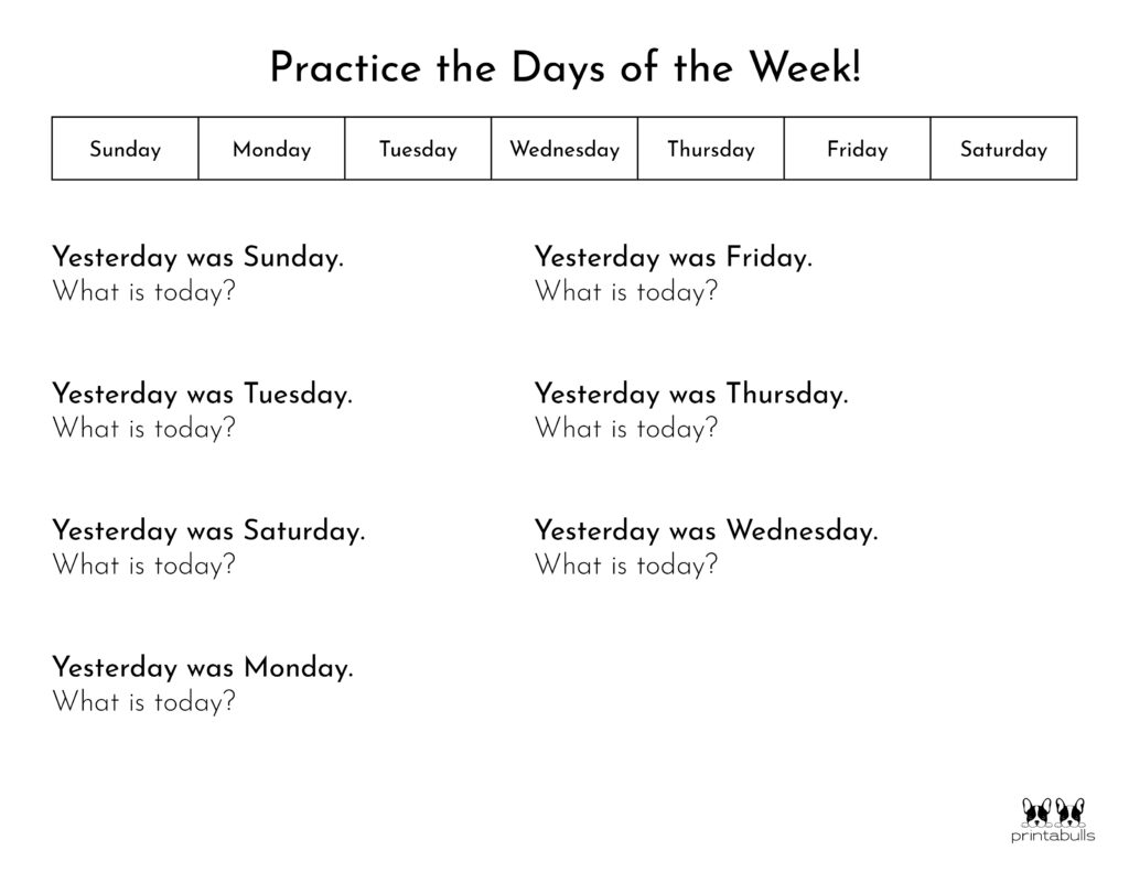 Days of the Week Worksheet-Page 9