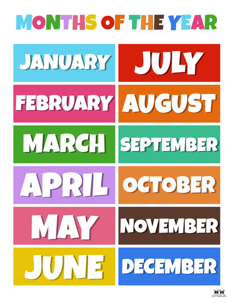 Free Printable Months Of The Year Labels Pdf