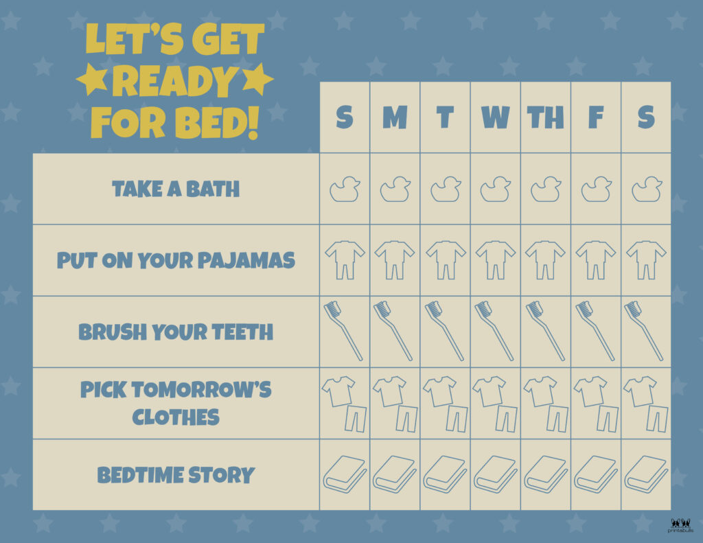 Snoozes the Bedtime Bunny Bedtime Routine Chart chart Only 