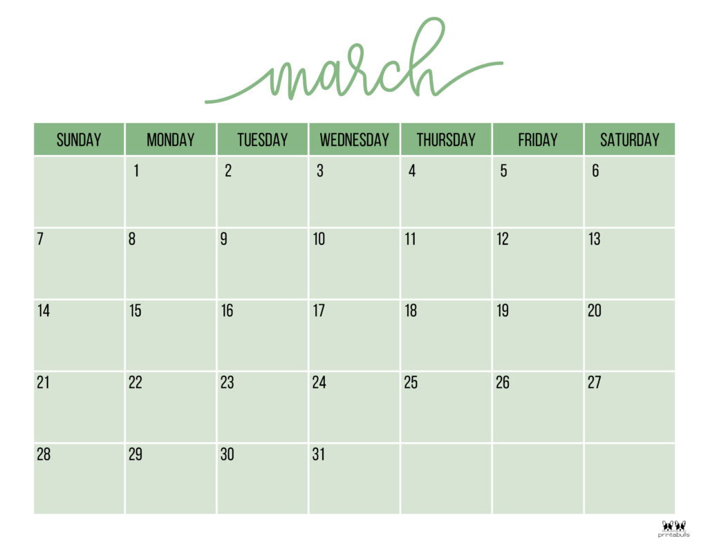 Printable March 2021 Calendar-Style 11