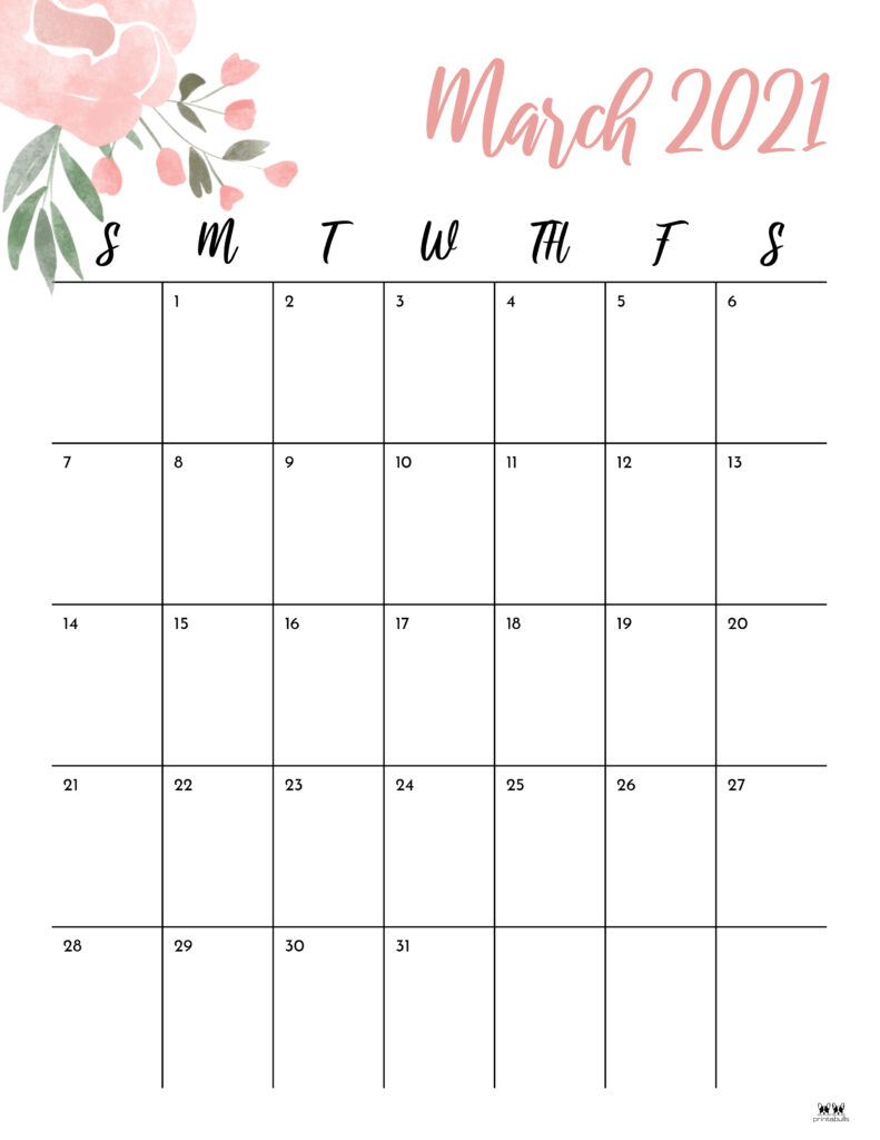 Printable March 2021 Calendar-Style 15