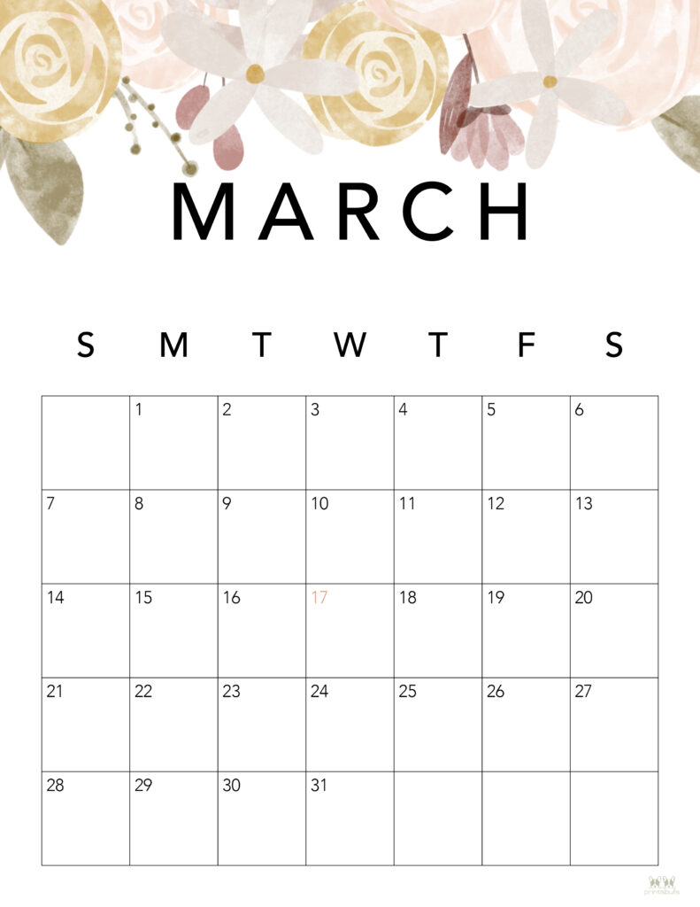 Printable March 2021 Calendar-Style 4