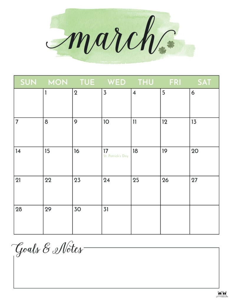 Printable March 2021 Calendar-Style 5