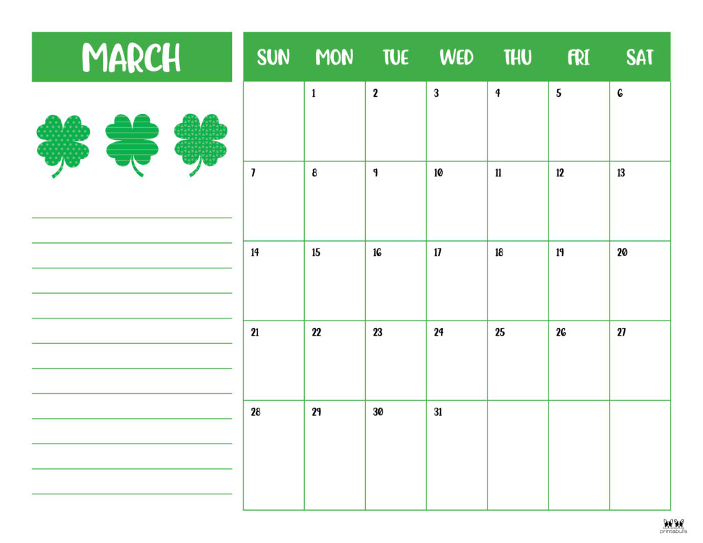 Printable March 2021 Calendar-Style 6