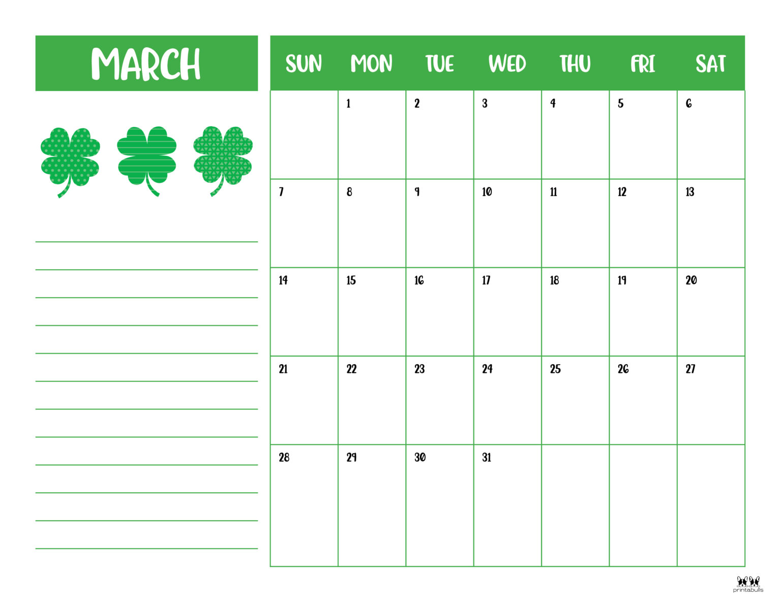 March 2021 Calendars Free Printables - Printable March 2021 Calendar Style 6 1536x1187 