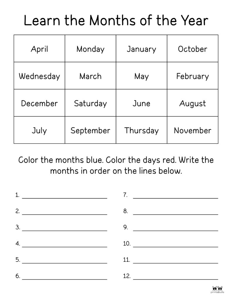 Printable Months Of The Year Worksheet-Page 4