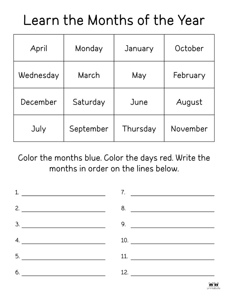 Printable Months Of The Year Worksheet-Page 4