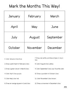 Free Printable Worksheets Months Of The Year