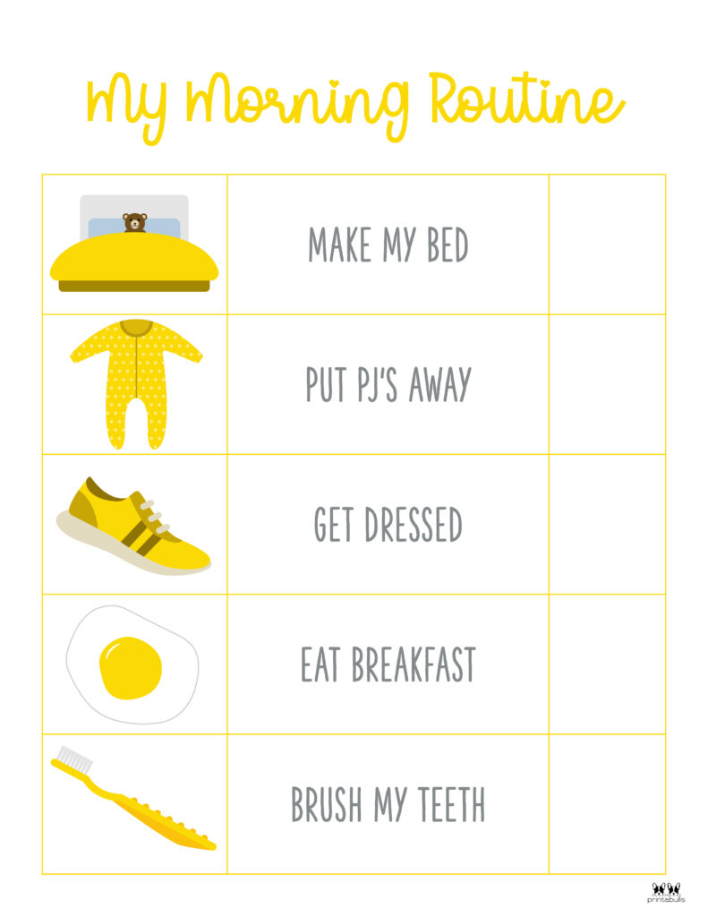 Morning Routine Charts 15 Free Printables Printabulls