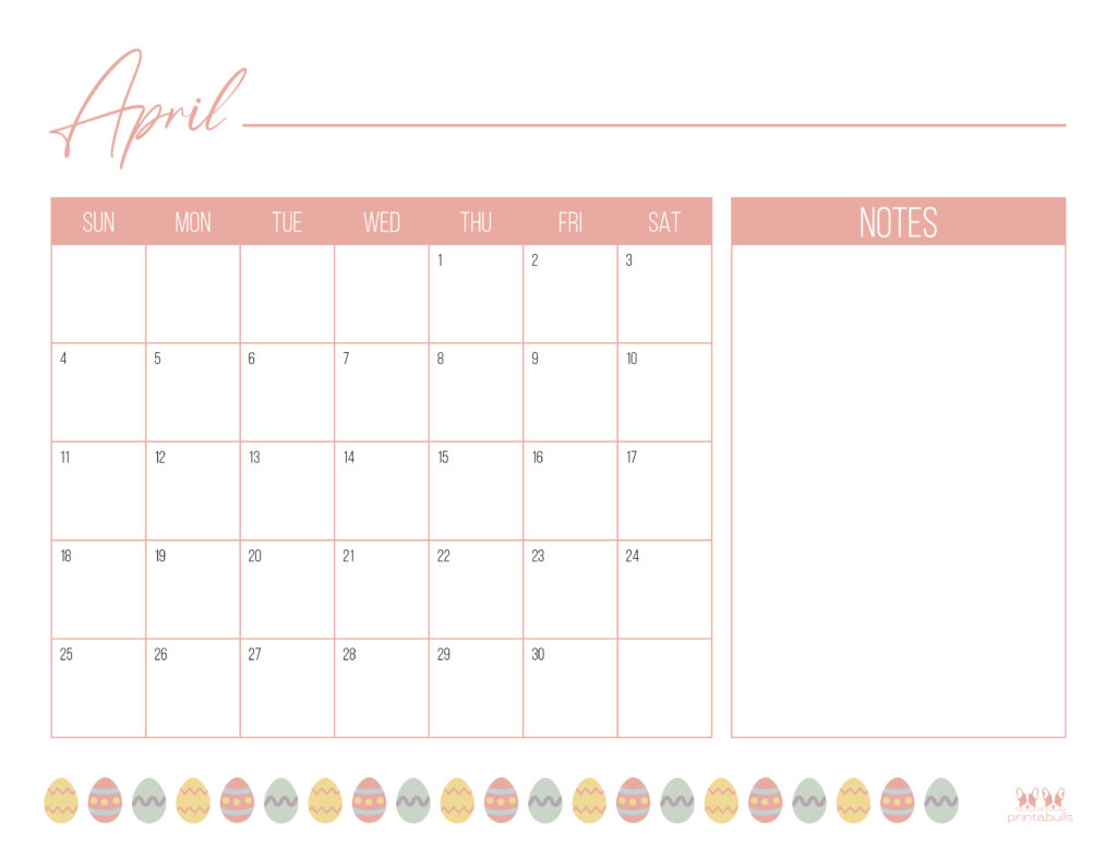 Printable April 2021 Calendar-Style 12
