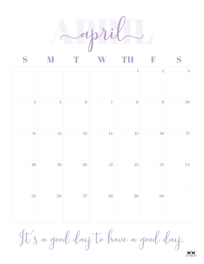 Printable April 2021 Calendar-Style 13