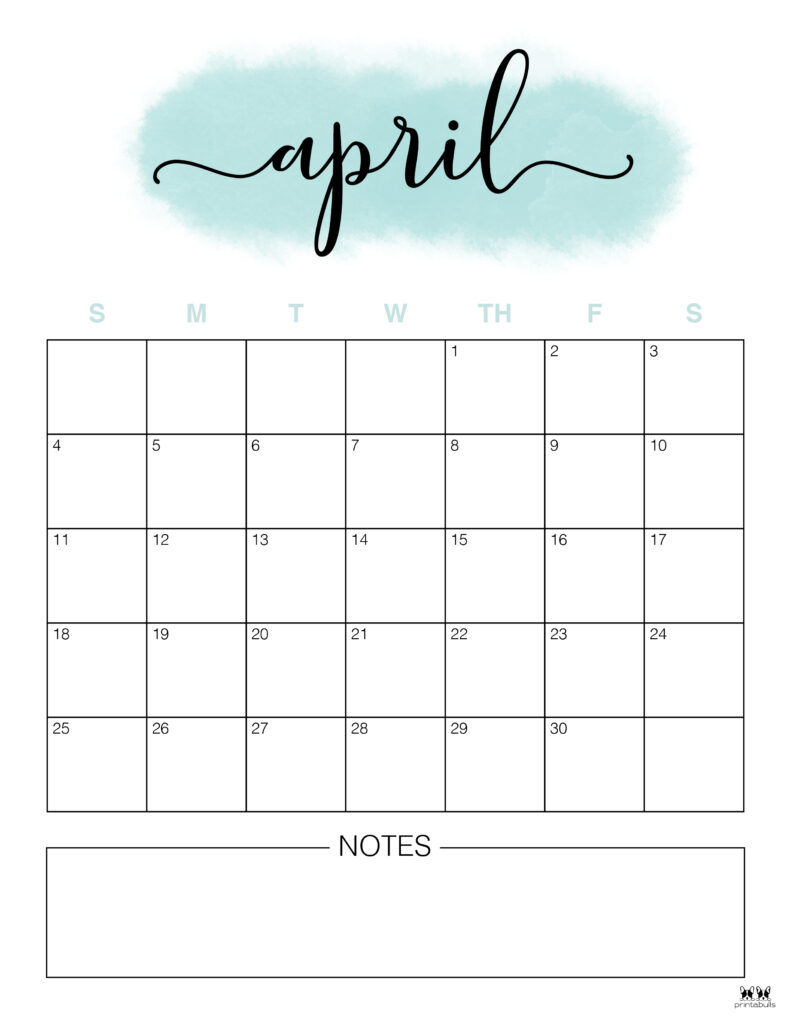 Printable April 2021 Calendar-Style 14