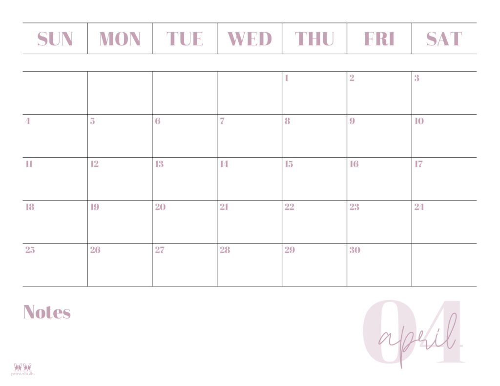 Printable April 2021 Calendar-Style 2