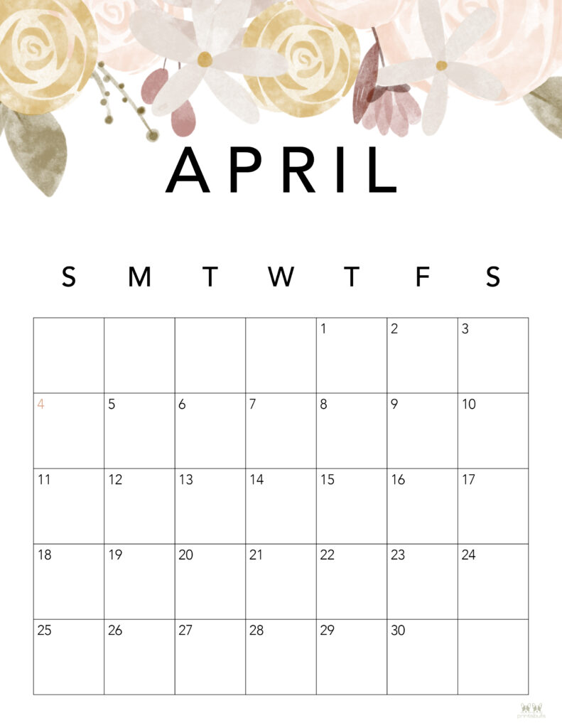 Printable April 2021 Calendar-Style 4