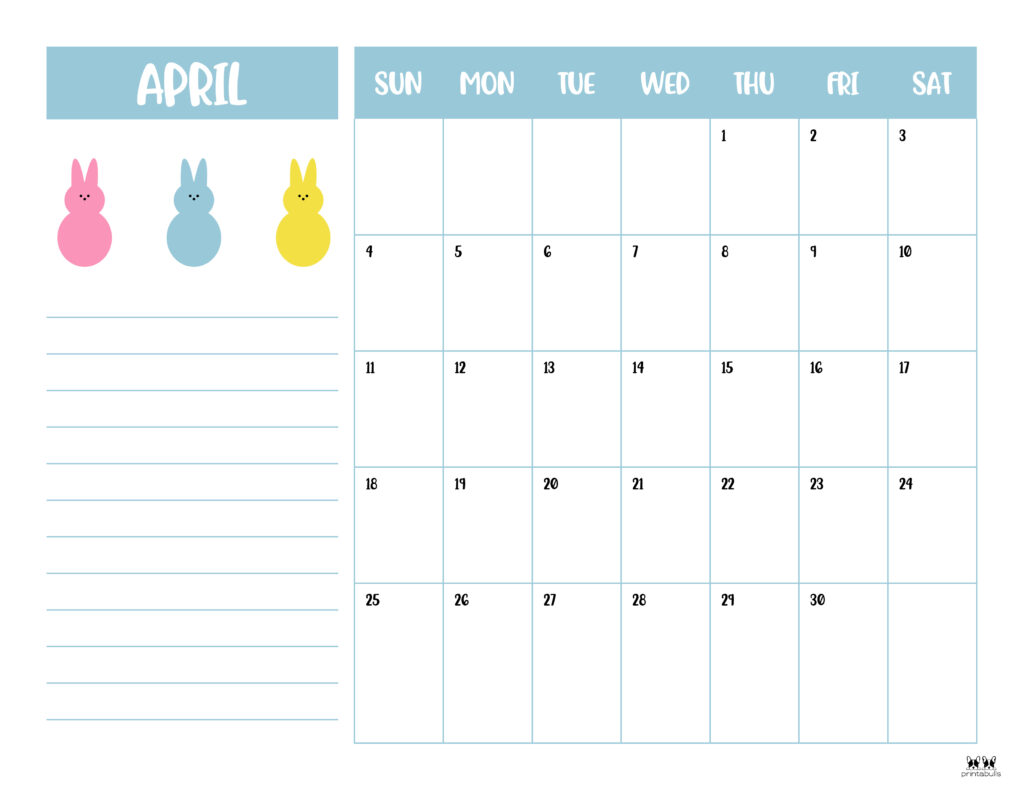 Printable April 2021 Calendar-Style 6