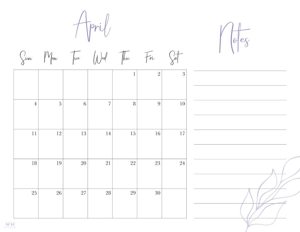 Printable April 2021 Calendar-Style 7