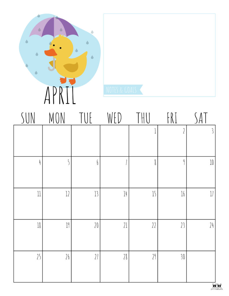 Printable April 2021 Calendar-Style 8