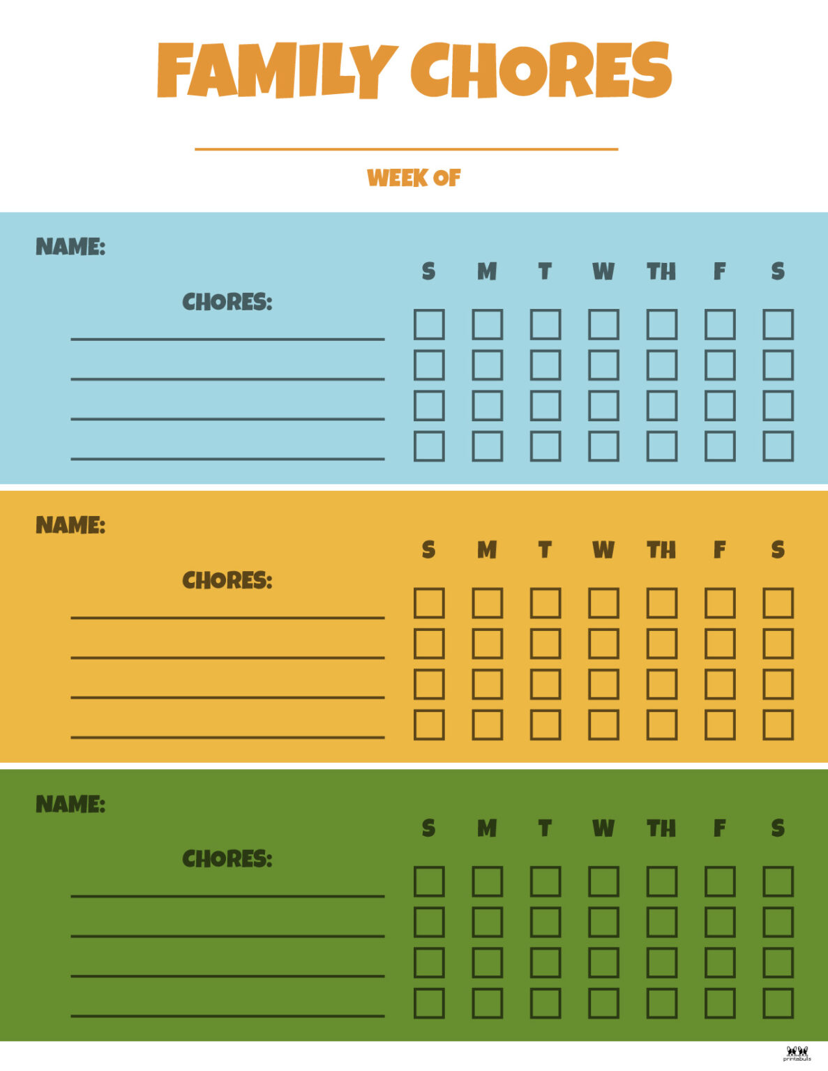 Multiple Children Chore Charts - 10 Free Printable Charts | Printabulls