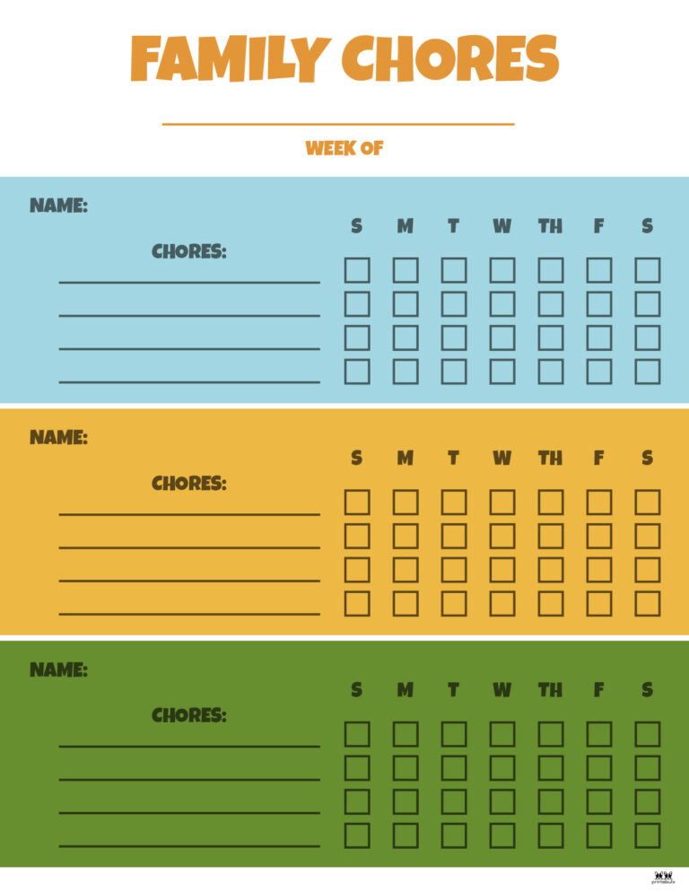 Multiple Children Chore Charts - 10 Free Printable Charts | Printabulls