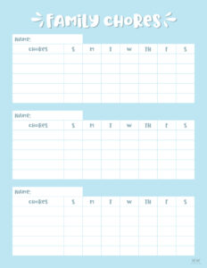 Multiple Children Chore Charts - 10 Free Printable Charts | Printabulls