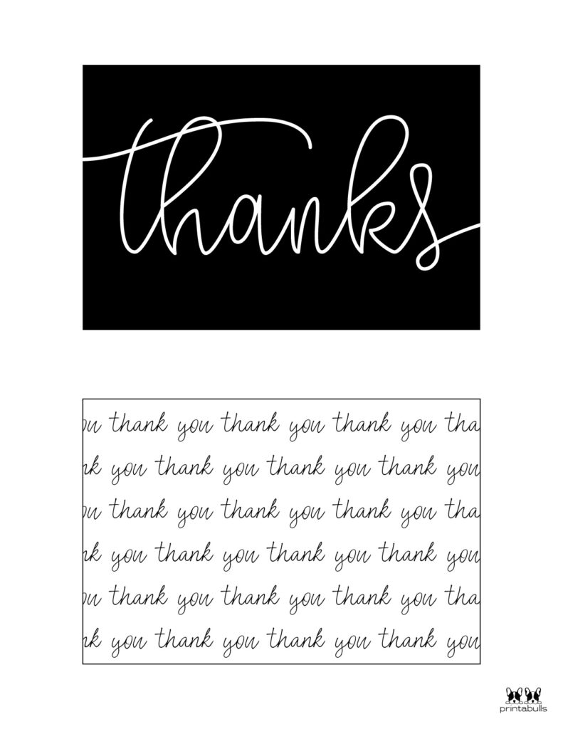 Printable Black and White Thank You Cards-Page 2