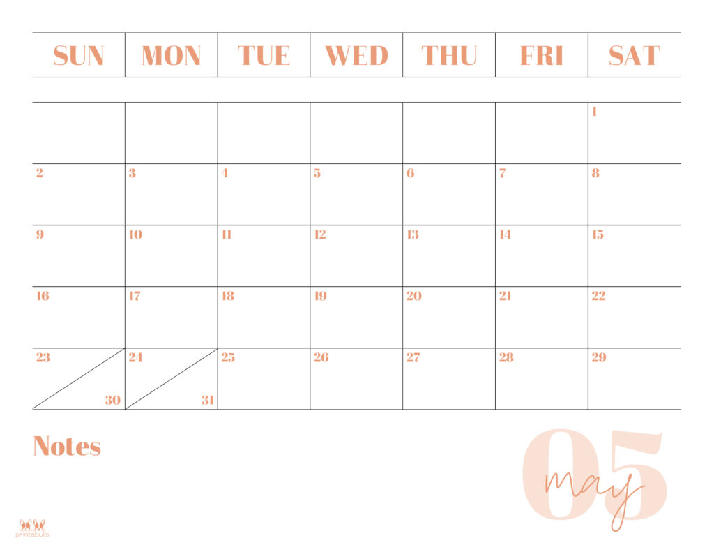 Printable May 2021 Calendar-Style 2