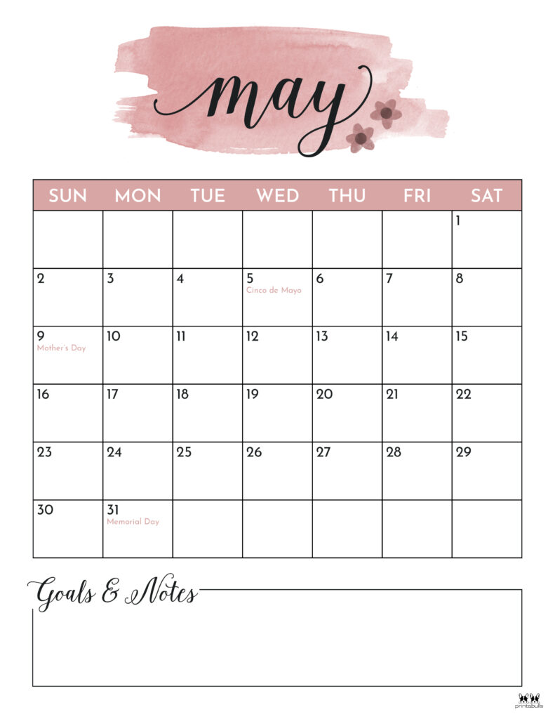 Printable May 2021 Calendar-Style 5