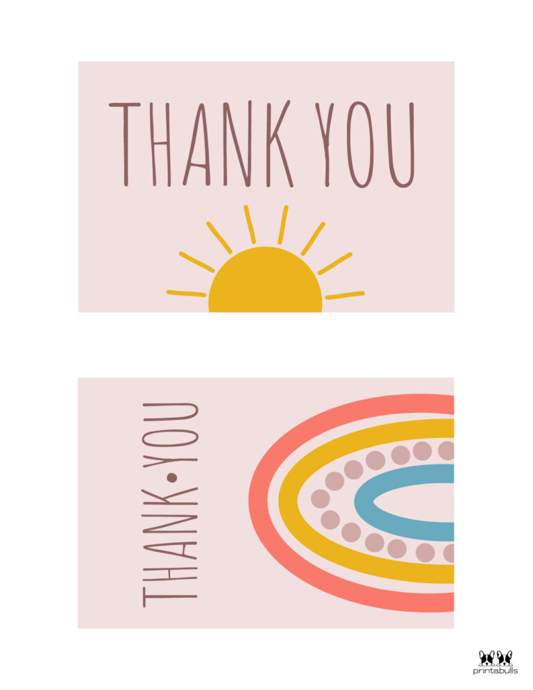 150 Printable Thank You Cards FREE Printabulls Printable Thank You Cards Page 1 768x994