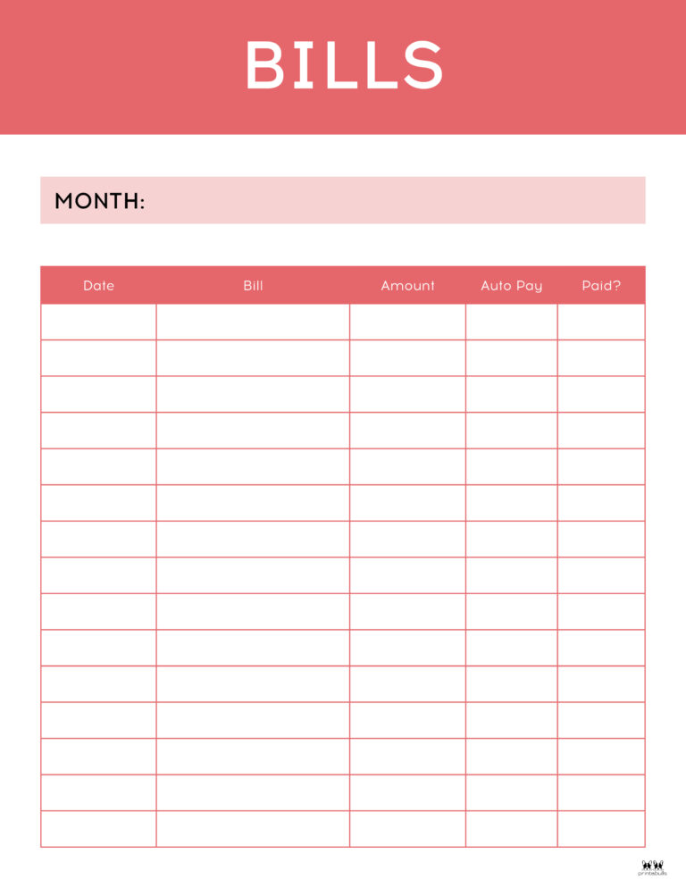 Monthly Bill Organizers 18 Free - Printable Bill Organizer Page 18 768x994