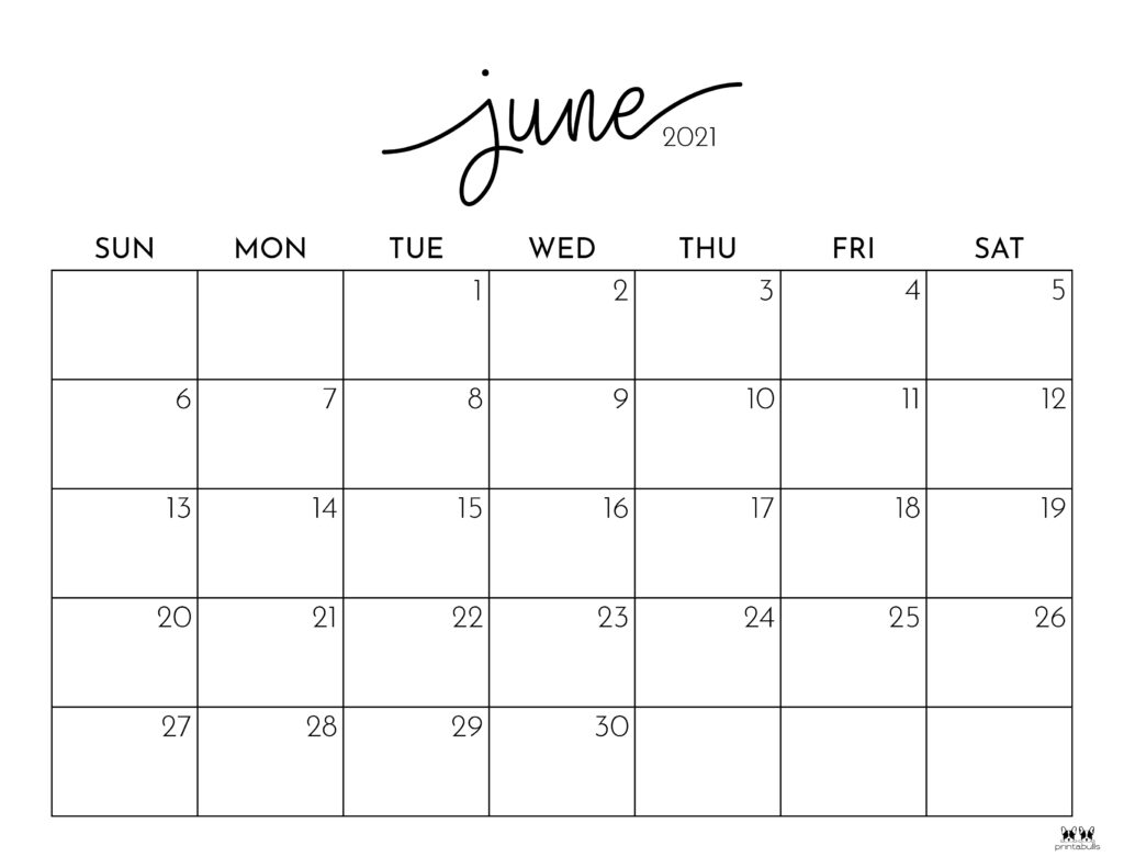 Printable June 2021 Calendar-Style 1