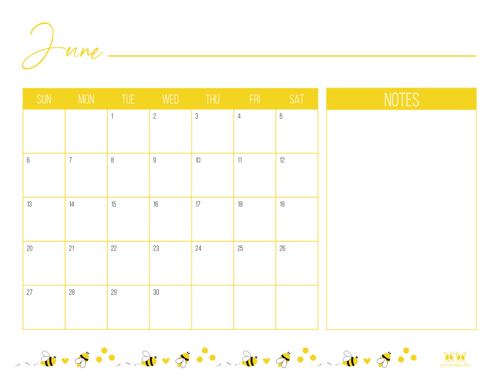 Printable June 2021 Calendar-Style 12