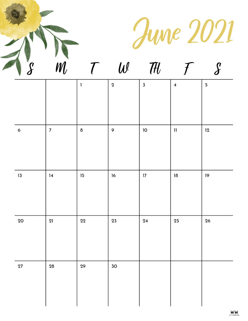 Printable June 2021 Calendar-Style 15